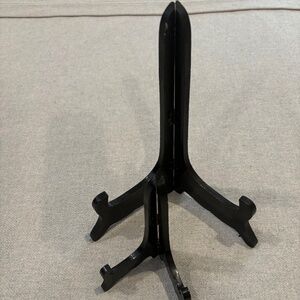 Vintage 10 inch and 6 inch Black Wooden Plate Picture Stands Easels